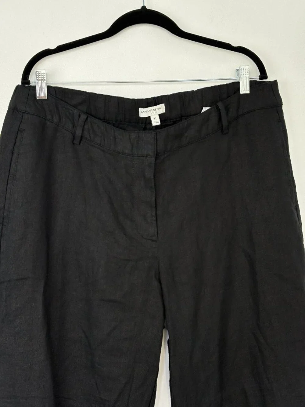 Banana Republic Black Wide-Leg Linen Pants Size XL Minimalist Capsule